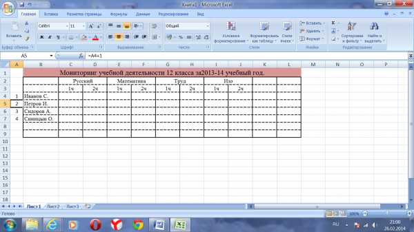 Контрольная работа: Особенности работы с таблицами Excel